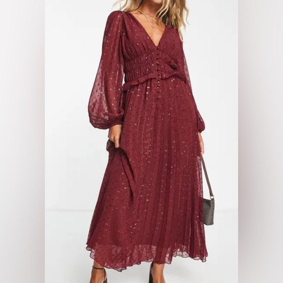 NWT! ASOS Elegant Burgundy Maxi Dress - Picture 1 of 6